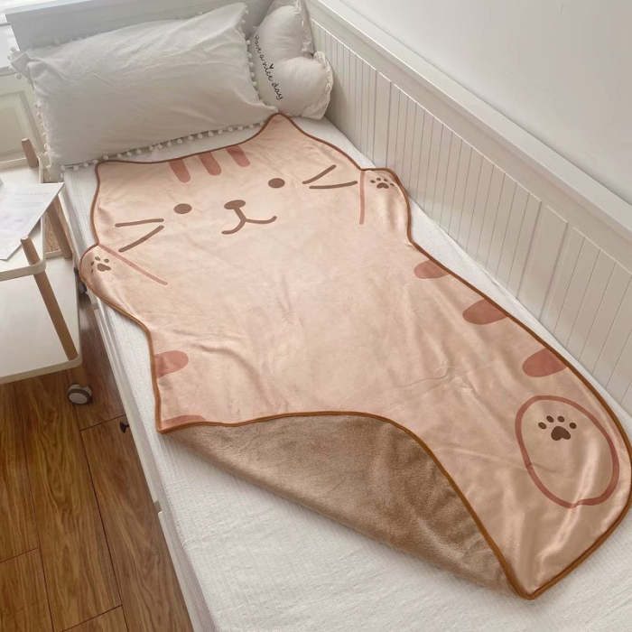 Cute Happy Cat Shape Soft Cozy Blanket