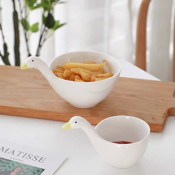 Cute Duckling Shape Ceramic Bowl Set