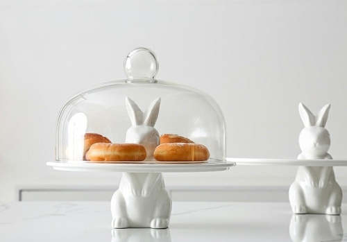 Cute Nordic Style Bunny Rabbit Aesthetic Afternoon Tea Display Plate