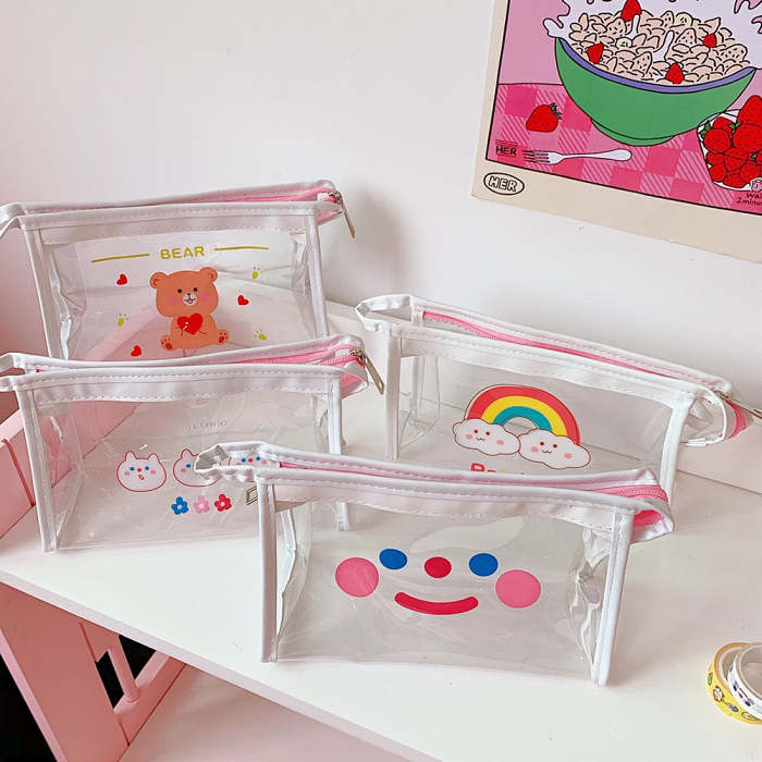 Cute Transparent Pattern Waterproof Pencil Case Bag