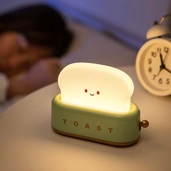 Cute Smiley Toaster Bedside Desk Light Decor Night Lamp