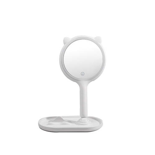 Cute LED Touch Makeup Beauty Mirror Stand with Orangiser Tray