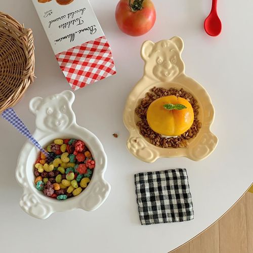 Cute Korean Retro Style Bear Tummy Breakfast Cereal Bowl