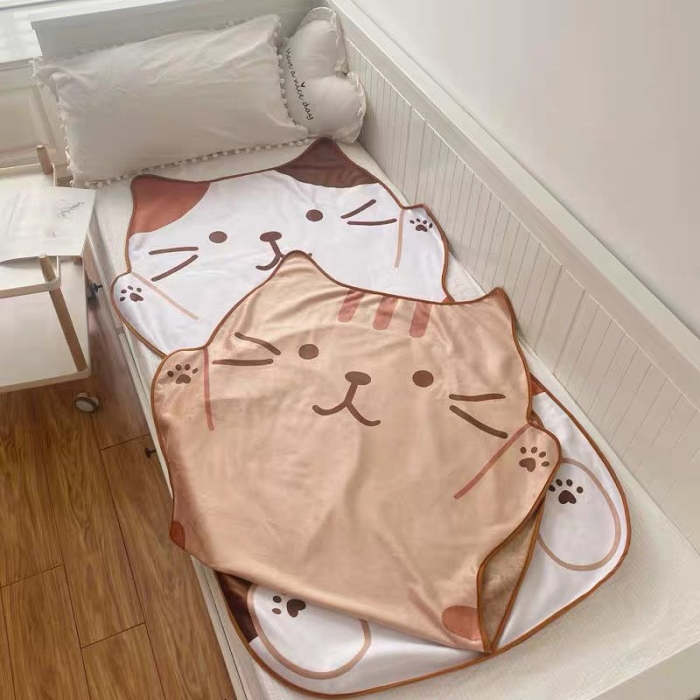 Cute Happy Cat Shape Soft Cozy Blanket