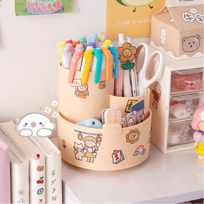 Kawaii Rotating Cute Sticker Stationery and Pen Organiser Holder
