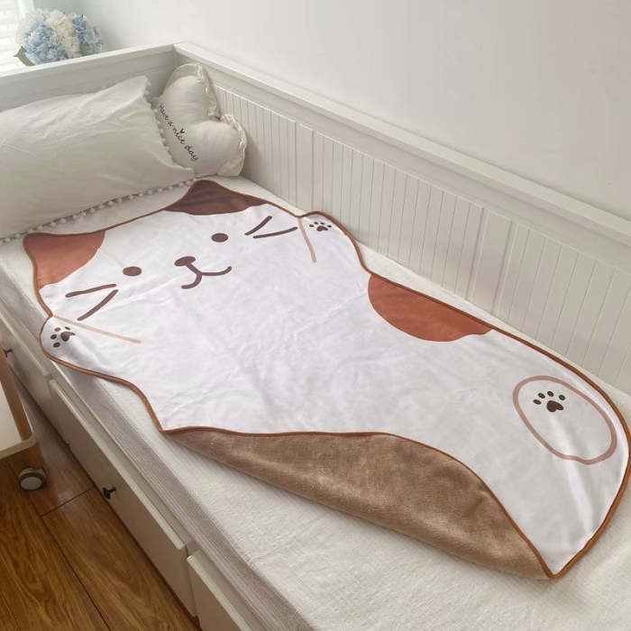 Cute Happy Cat Shape Soft Cozy Blanket