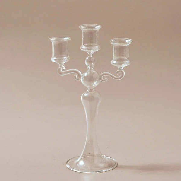French Vintage Glass Candle Holder