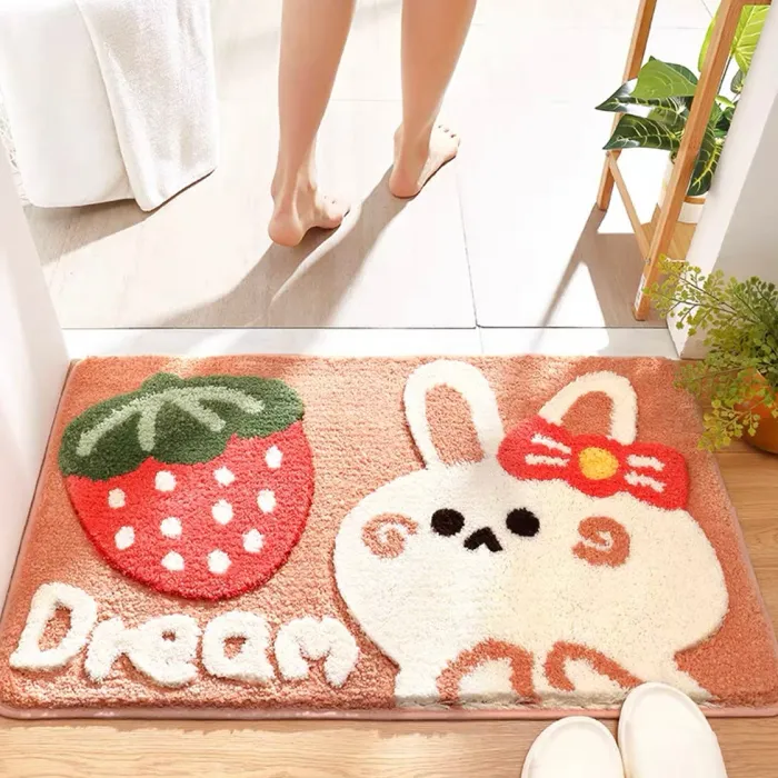 Cute Happy Bunny Rabbit Home & Bathroom Anti-Slip Mat Carpet