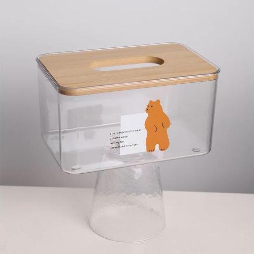 Original Animal Cartoon Transparent Wood Tissue Storage Box