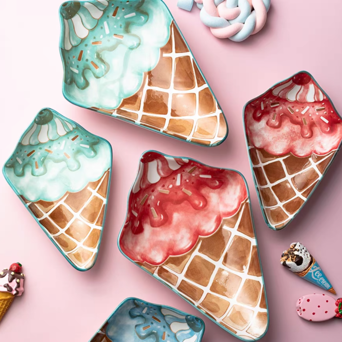 Cute Colourful Ice Cream Shape Dessert Plate
