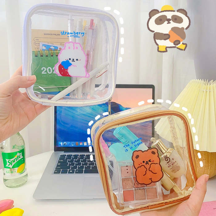 Cute Mini Bear & Bunny Portable Transparent Travel Toiletry Bag