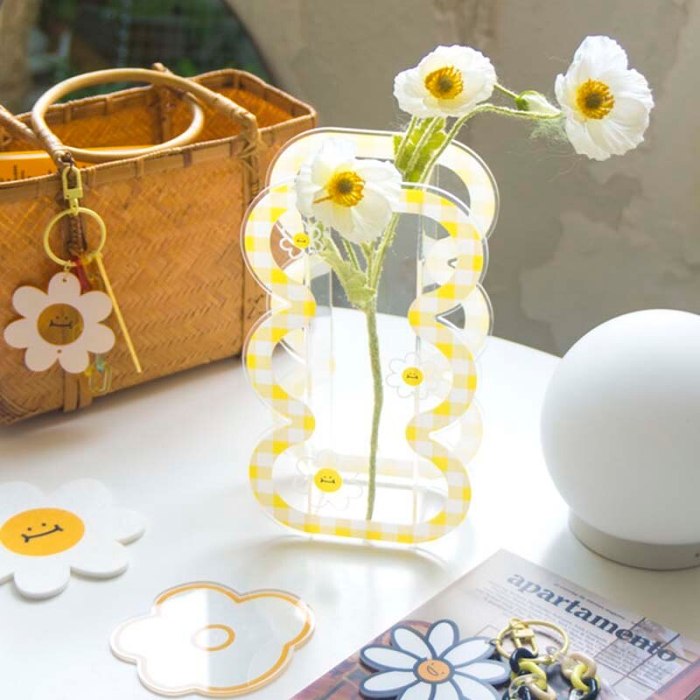 Cute Illustrated Colourful Line Art Transparent Vase