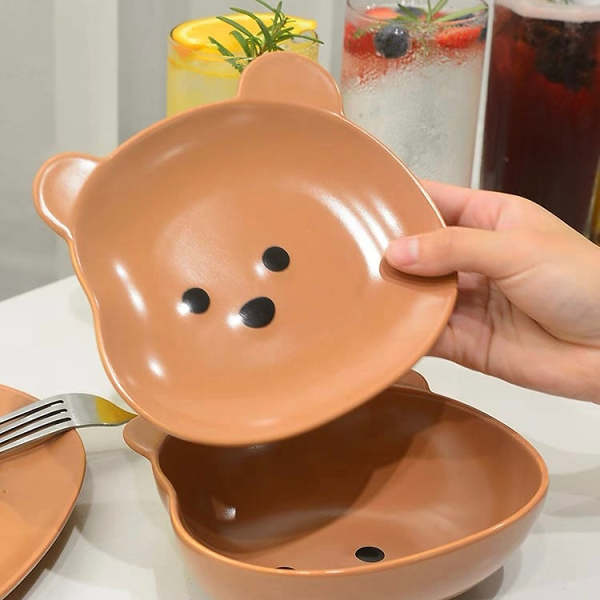 Cute Korean Style Bear Shape Breakfast Plates and Bowls