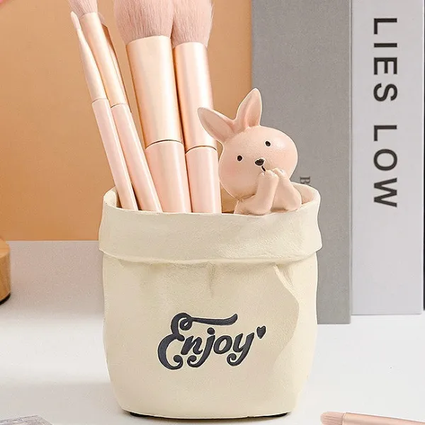 Cute Animals in Paper Bag Desk Decorative Pen Make Up Holder