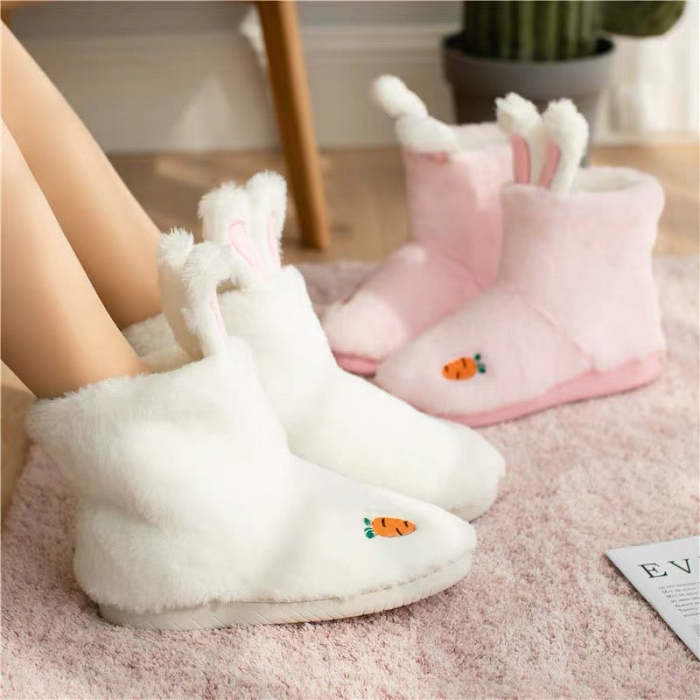 Cute Kawaii Rabbit Bunny Ear Home Slippers Boots Socks