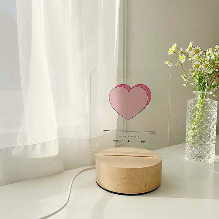 Cute Romantic Heart Love Song Player Style LED Night Light Decor
