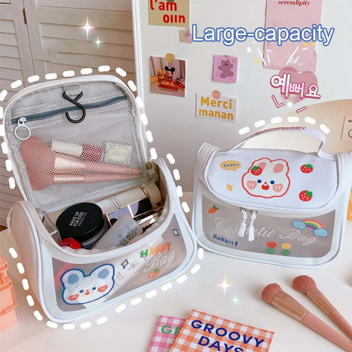Kawaii Bunny Rabbit Print Large Capacity Cosmetic Bag Pouch