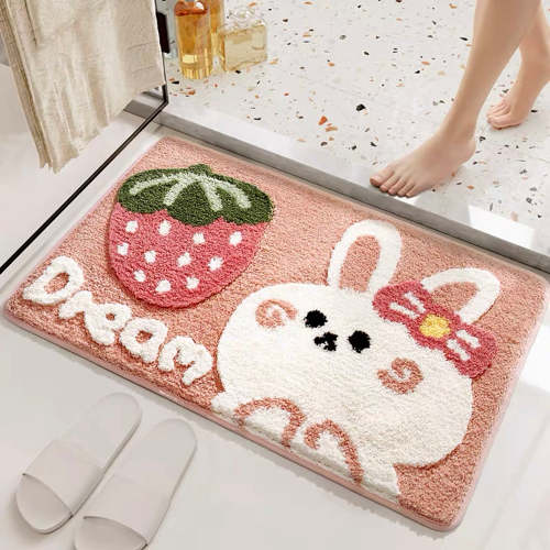 Cute Happy Bunny Rabbit Home & Bathroom Anti-Slip Mat Carpet