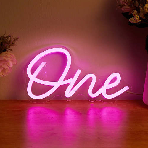 Pink One LED Wall Neon Sign