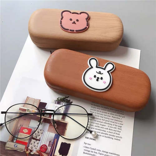 Kawaii Wooden Cartoon Bear & Bunny Eye Glasses Box
