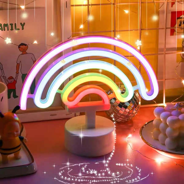 Cute Rainbow LED Neon Night Light Bedroom Decoration