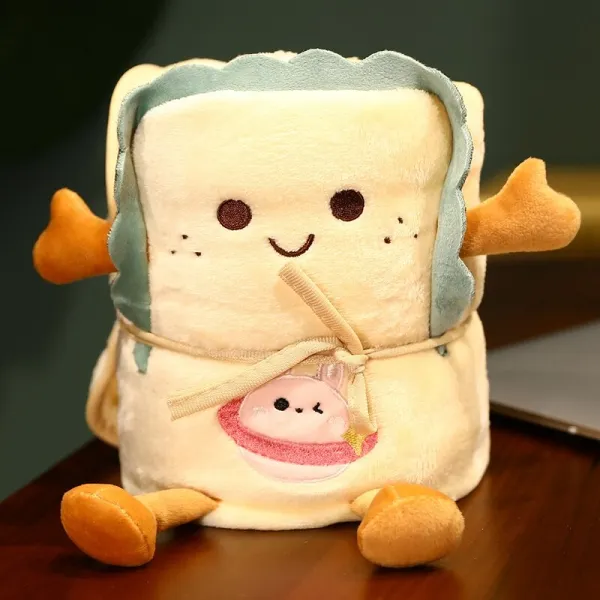 Cute Lovely Sandwich Bread Roll Foldable Flannel Blanket