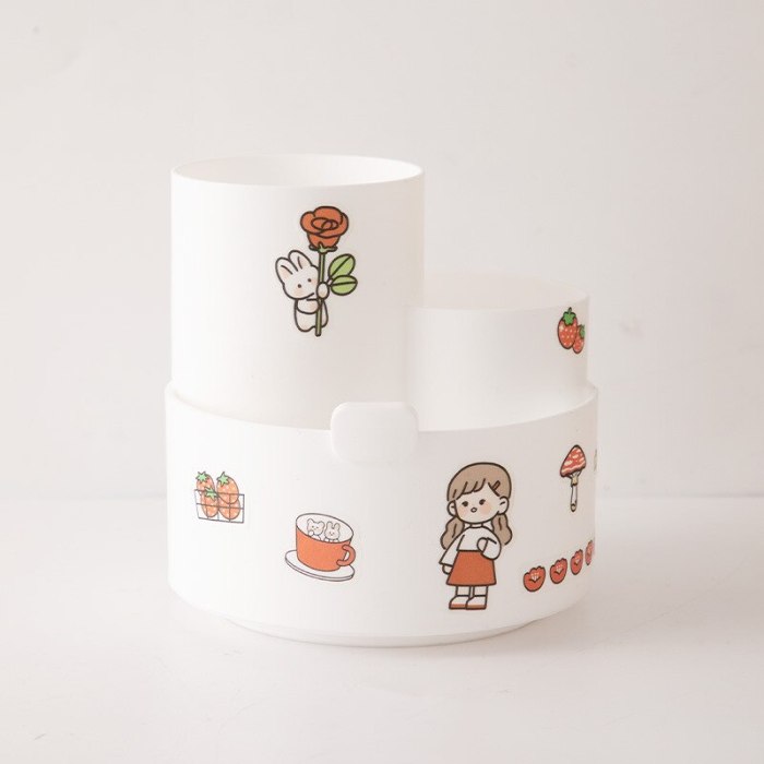 Kawaii Rotating Cute Sticker Stationery and Pen Organiser Holder