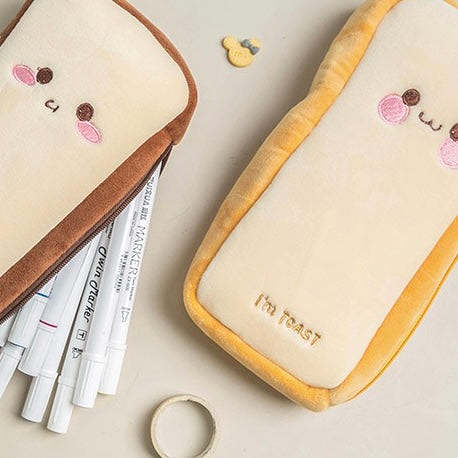 Cute Mr Toast & Mr Cactus Plush Pencil Case Holder