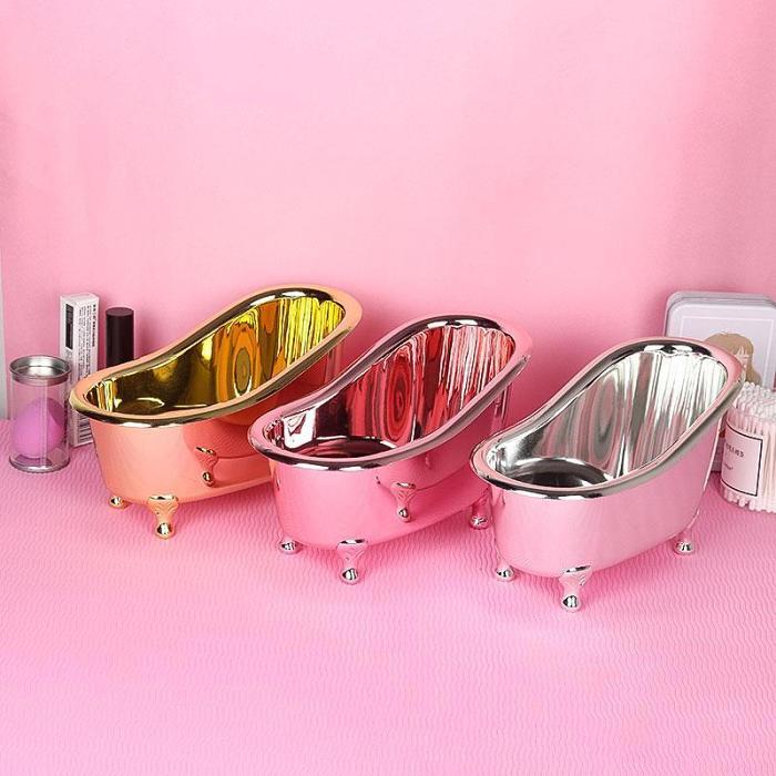 Shiny Mini Bathtub Desktop Jewelry Cosmetic Storage Box Case