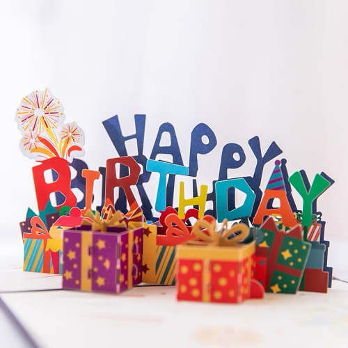 Cute 3D Pop Up Present & Happy Birthday Card