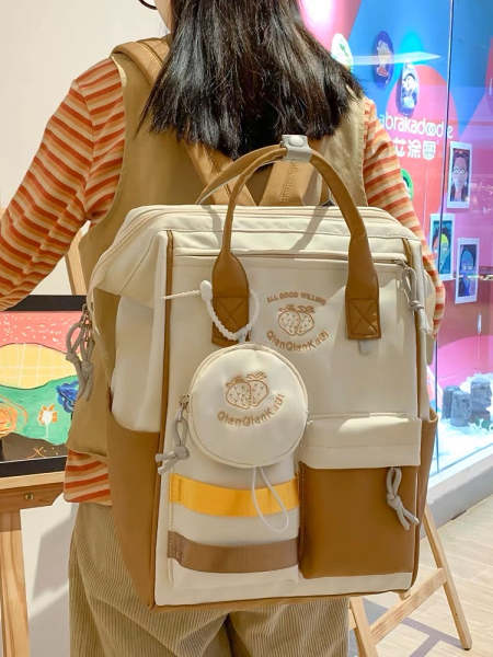 Cute Back to School Summer Strawberry Pastel Purple & Brown Backpack