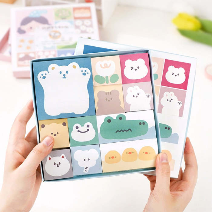 Cute Kawaii Cartoon Drawing Sticky Note Memo Pad Box