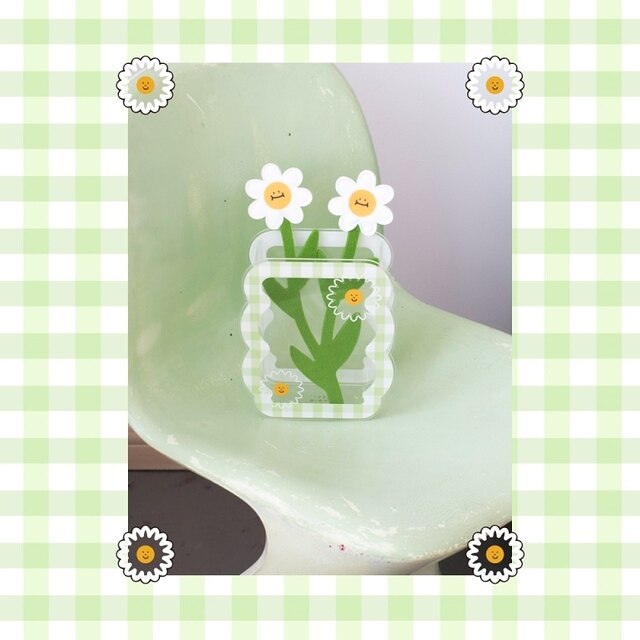 Cute Illustrated Colourful Line Art Transparent Vase