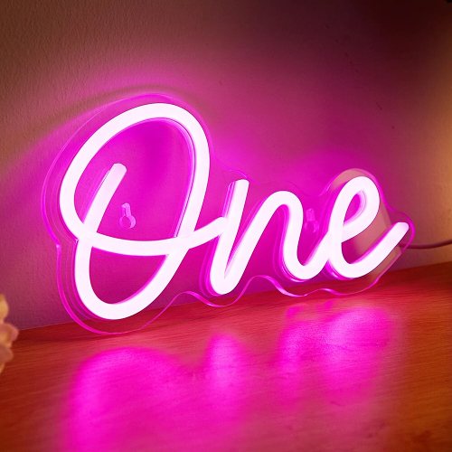Pink One LED Wall Neon Sign