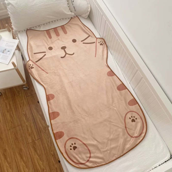 Cute Happy Cat Shape Soft Cozy Blanket