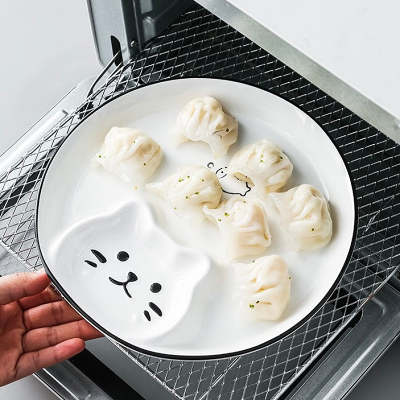 Cute Kawaii Japanese Style Cat Plate with Sauce Divider