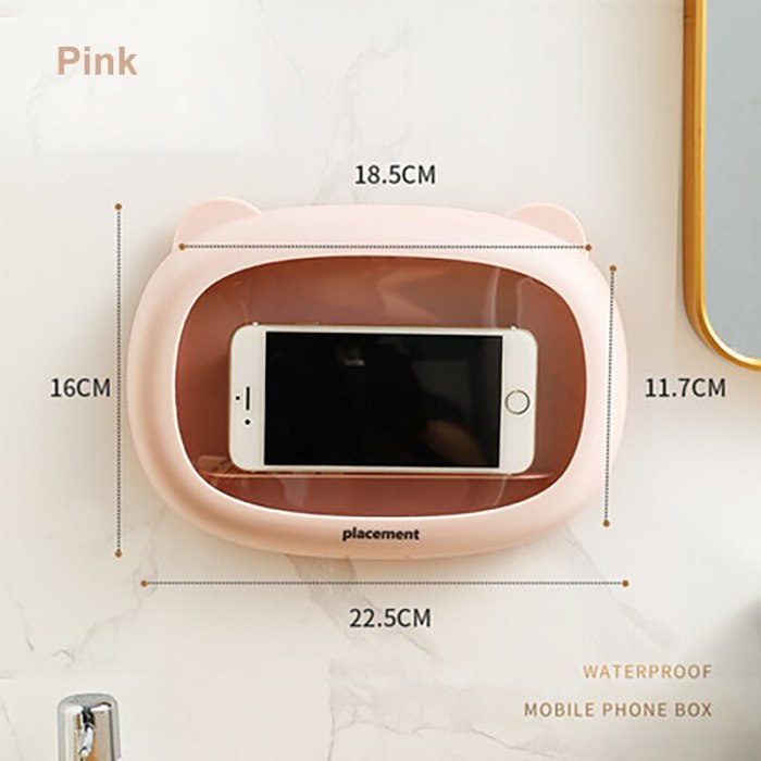 Cute Cat Shape Waterproof Mobile Box Wall Mounted Holder