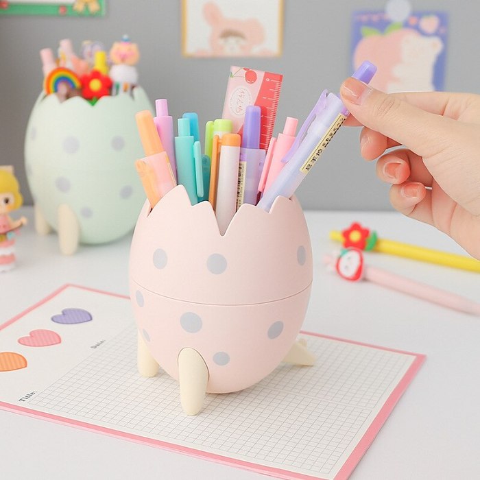 Kawaii Dinosaur Easter Egg Stationery Box Pen Holder