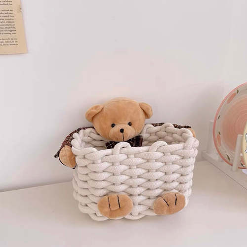 Cute Teddy Bear Hugging Mini Storage Basket Organizer