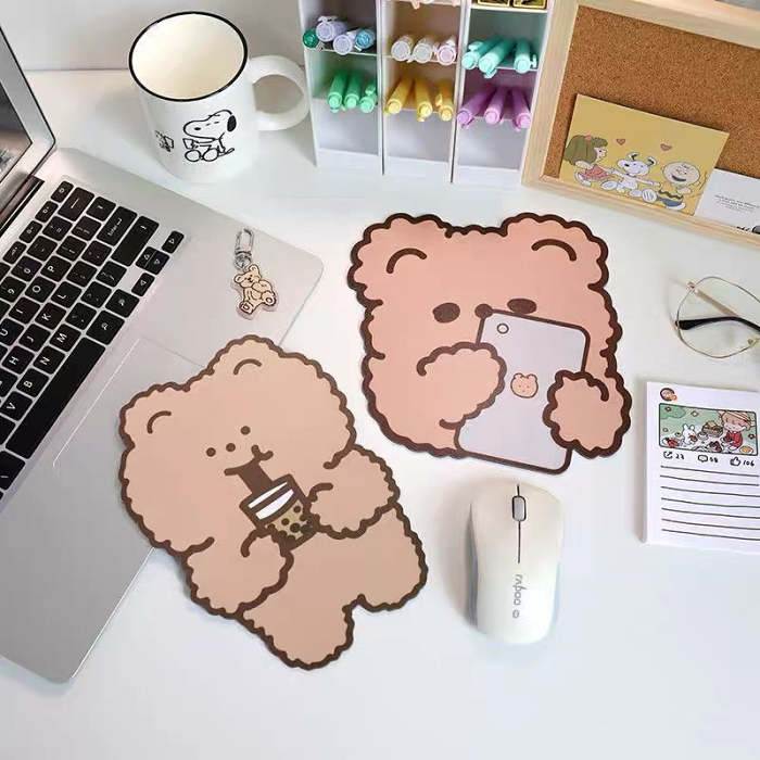 Kawaii Brown Bear Cartoon Antislip Desk Mouse Pad
