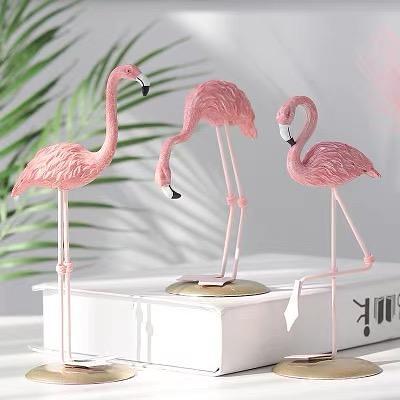 Nordic Style Pink Flamingo Figurine Living Room Decoration Set