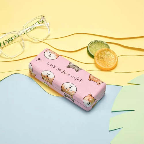 Kawaii Colourful Corgi Cartoon Illustration Glasses Case