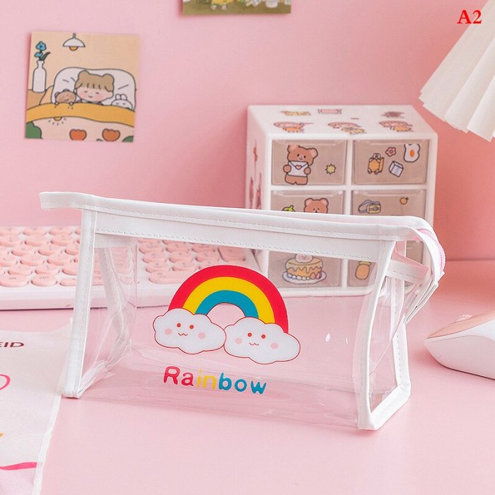 Cute Transparent Pattern Waterproof Pencil Case Bag