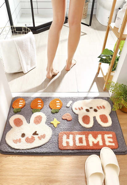 Cute Happy Bunny Rabbit Home & Bathroom Anti-Slip Mat Carpet