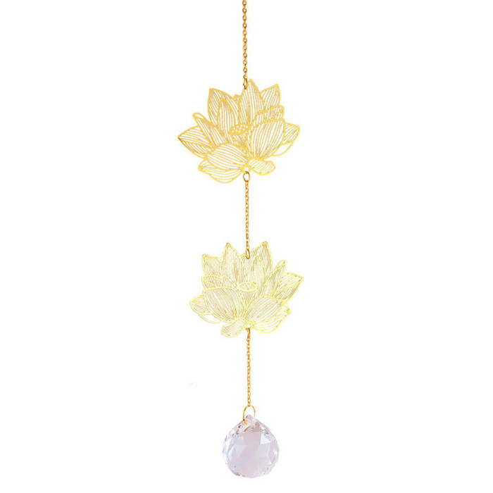 Golden Leaves Crystal Suncatcher