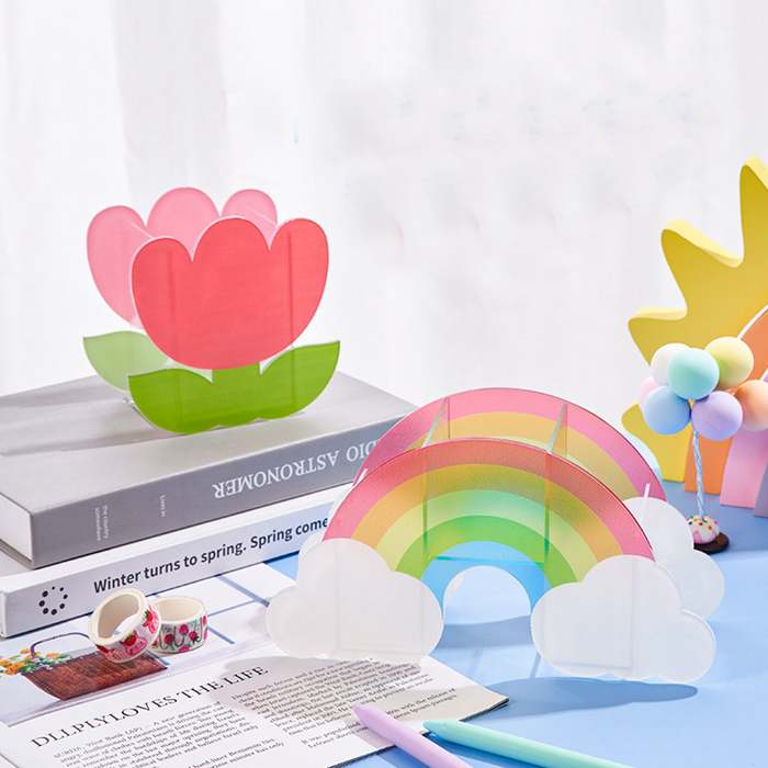 Cute Rainbow and Tulip Creative Stationery Pen Holder