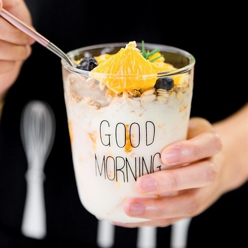 Cute Nordic Style Transparent Good Morning Glass Mug