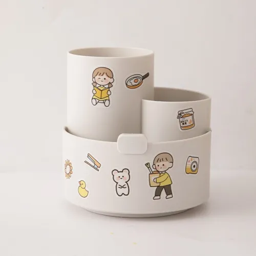 Kawaii Rotating Cute Sticker Stationery and Pen Organiser Holder