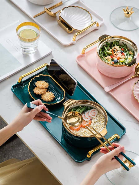 Cute Princess Mermaid Style Shell Plate & Bowl Set with Tray