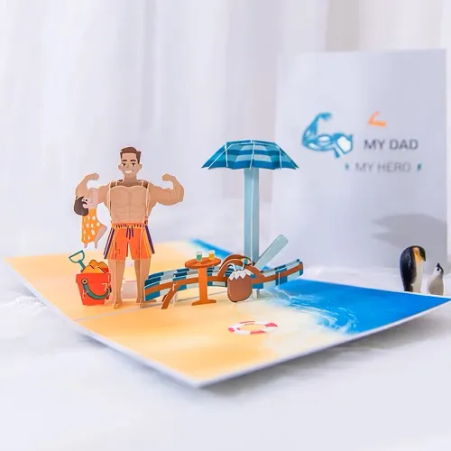 Cute Muscular Gym Dad Happy Father's Day 3D Pop Up Card